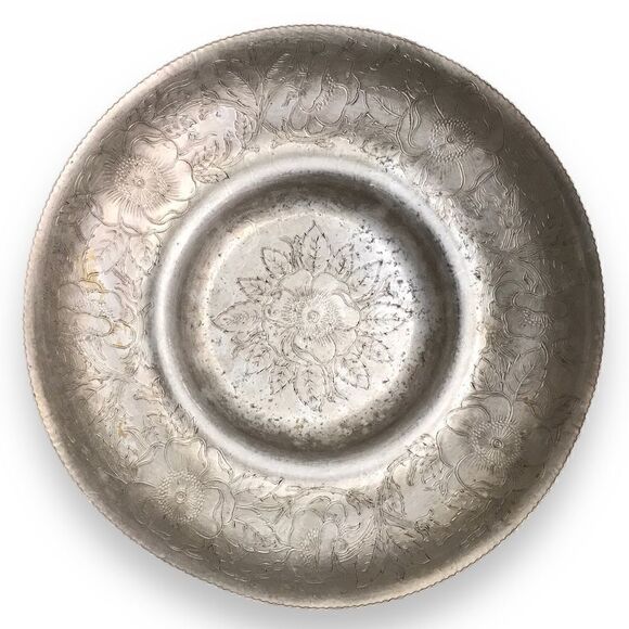 Vintage Wilson Metal Poppy Floral Hand Wrought Aluminum Bowl Brooklyn New York - Picture 2 of 16